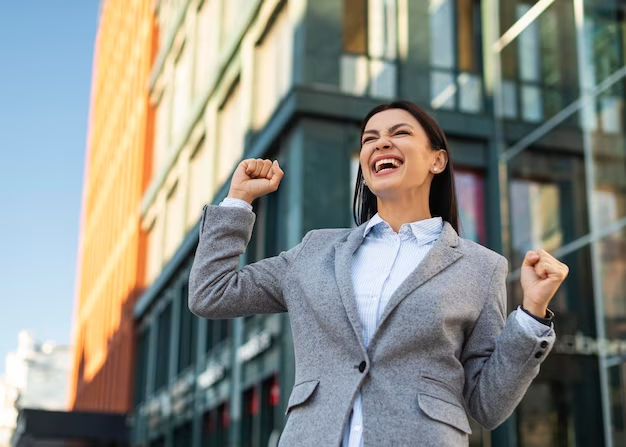 Woman celebrating