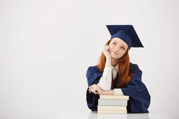 Woman in a graduation cap and gown